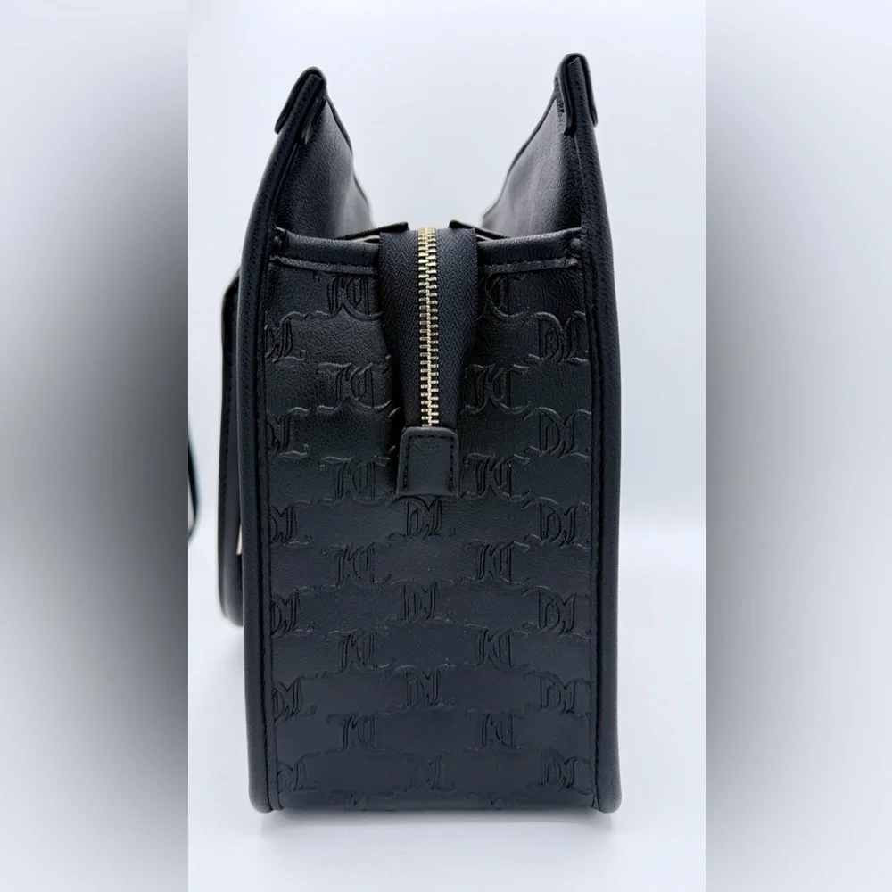 NWT Juicy Couture Black Monogram‎ Satchel Bag Chain Strap Rhinestone Logo